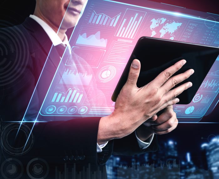 Surety company managing bail bond powers on a tablet